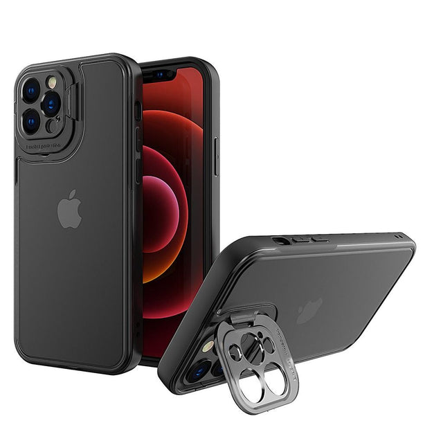 Husa de protectie pentru Apple iPhone 14 Plus, Flippy, Bracket series cu suport si protectie pentru camera, Negru - vivimall.ro