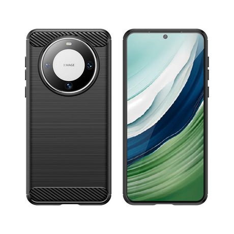 Husa de Protectie pentru Huawei Mate 60 Pro, Vivimall, Protectie 360, din TPU cu element de Carbon, Anti Alunecare, 1.8 mm, Negru - vivimall.ro