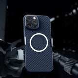 Husa de protectie pentru iPhone 14 Plus, Flippy, Magnetica, MagSafe, Carbon Fiber Protectie Antisoc, Albastru - vivimall.ro