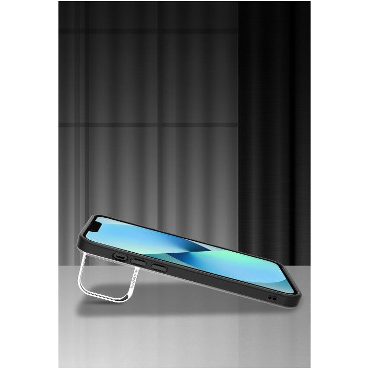 Husa de protectie pentru iPhone 14 Pro Max, cu suport metalic pentru camera, Bracket Series, Flippy, Protectie Antisoc, PC mat, silicon moale pe margini, Albastru - vivimall.ro