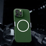 Husa de protectie pentru iPhone 14 Pro Max, Flippy, Magnetica, MagSafe, Carbon Fiber Protectie Antisoc, Verde - vivimall.ro