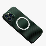 Husa de protectie pentru iPhone 14 Pro Max, Flippy, Magnetica, MagSafe, Carbon Fiber Protectie Antisoc, Verde - vivimall.ro