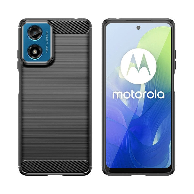 Husa de Protectie pentru Motorola Moto G04 5G / Moto G24 5G, Vivimall, Protectie 360, din TPU cu element de Carbon, Anti Alunecare, 1.8 mm, Negru - vivimall.ro