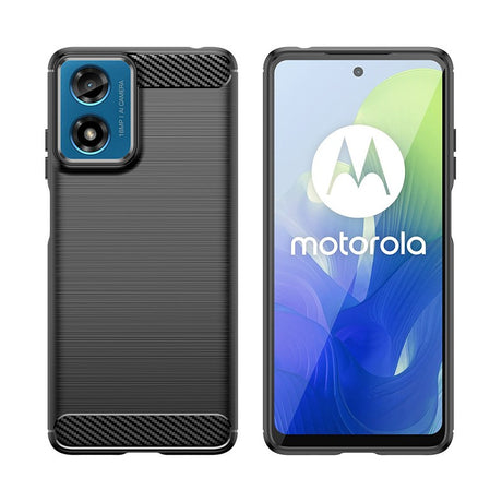 Husa de Protectie pentru Motorola Moto G04 5G / Moto G24 5G, Vivimall, Protectie 360, din TPU cu element de Carbon, Anti Alunecare, 1.8 mm, Negru - vivimall.ro