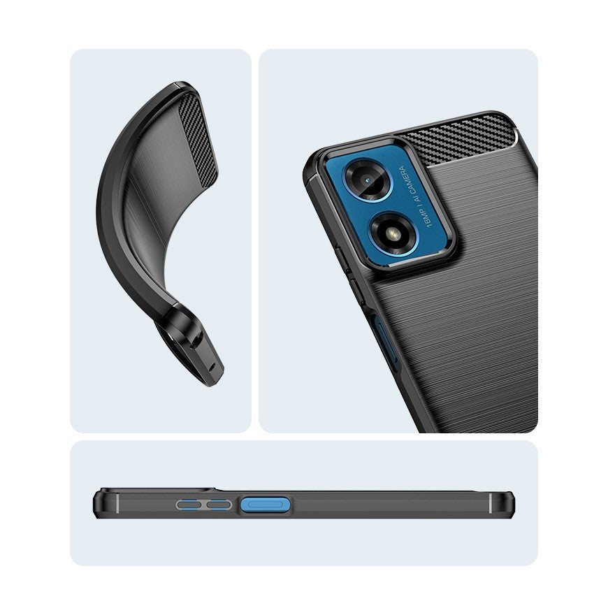 Husa de Protectie pentru Motorola Moto G04 5G / Moto G24 5G, Vivimall, Protectie 360, din TPU cu element de Carbon, Anti Alunecare, 1.8 mm, Negru - vivimall.ro