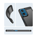 Husa de Protectie pentru Motorola Moto G04 5G / Moto G24 5G, Vivimall, Protectie 360, din TPU cu element de Carbon, Anti Alunecare, 1.8 mm, Negru - vivimall.ro