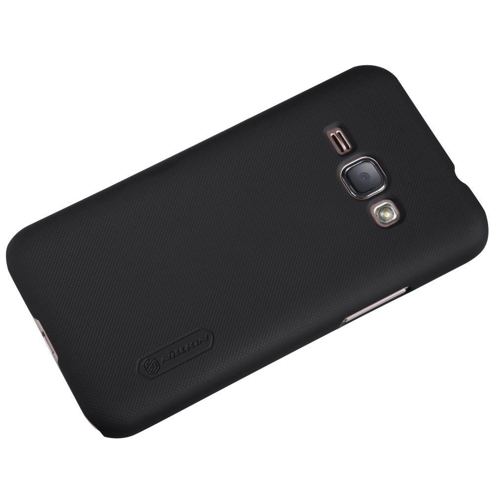 Husa de protectie pentru Samsung Galaxy J1 2015 Nillkin Frosted Shield Negru + Folie de protectie - vivimall.ro