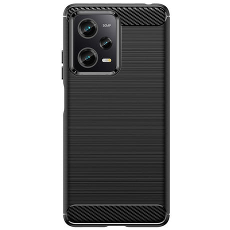 Husă protecție 360 Xiaomi Redmi 12 Pro din TPU carbon, culoare negru, vedere frontală