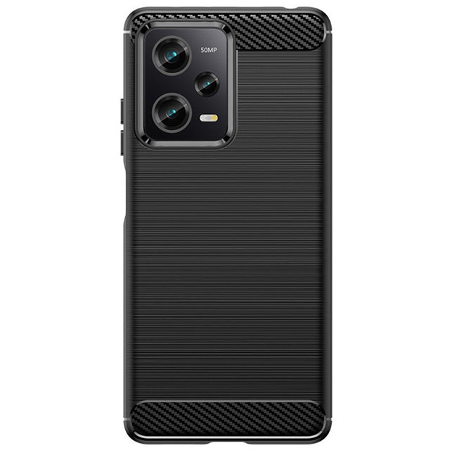 Husa de Protectie pentru Xiaomi Redmi 12 Pro, Flippy, Protectie 360, din TPU cu element de Carbon, Anti Alunecare, 1.8 mm, Negru - vivimall.ro
