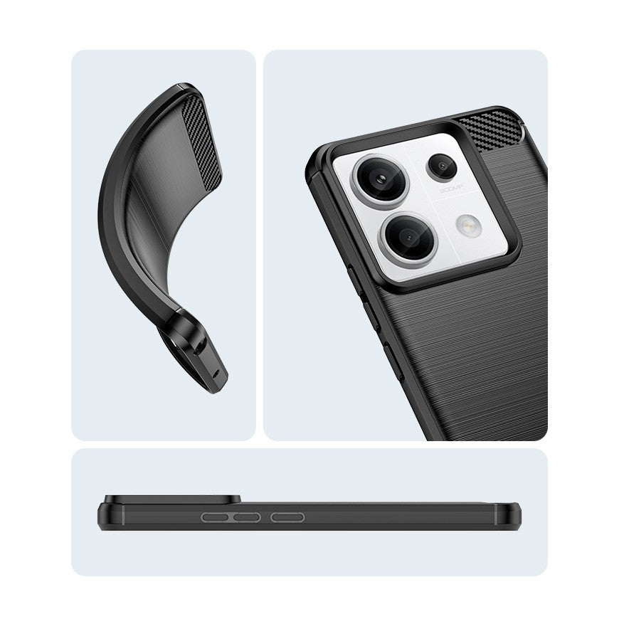 Husa de Protectie pentru Xiaomi Redmi Note 13 Pro, Vivimall, Protectie 360, din TPU cu element de Carbon, Anti Alunecare, 1.8 mm, Negru - vivimall.ro