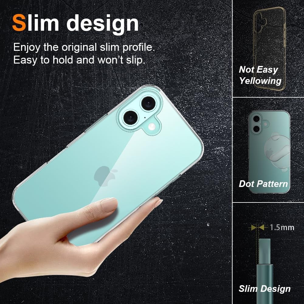 Husa de Protectie din Silicon, pentru Apple iPhone 16 Plus, PC, Antisoc, Rezistenta la Impact, Transparenta - vivimall.ro