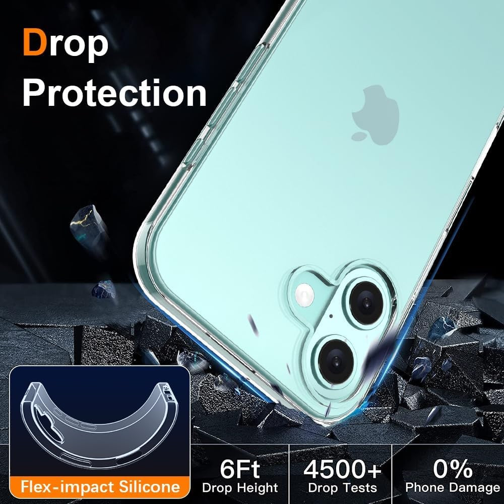 Husa de Protectie din Silicon, pentru Apple iPhone 16 Plus, PC, Antisoc, Rezistenta la Impact, Transparenta - vivimall.ro