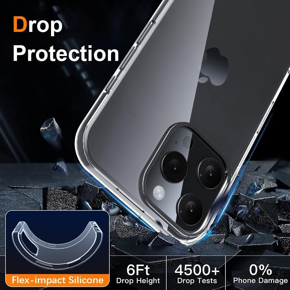 Husa de Protectie din Silicon, pentru Apple iPhone 16 Pro, PC, Antisoc, Rezistenta la Impact, Transparenta - vivimall.ro