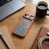 Detaliu suport metalic protecție cameră husă Flippy Acrylic Anti-Șoc iPhone 17 Air, portocaliu