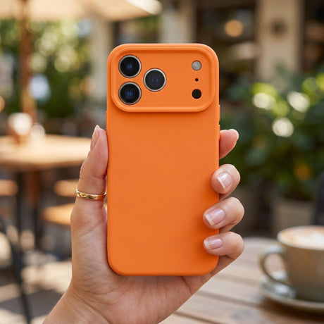 Detaliu interior microfibră anti-zgârieturi husă Flippy iPhone 17 Pro portocalie