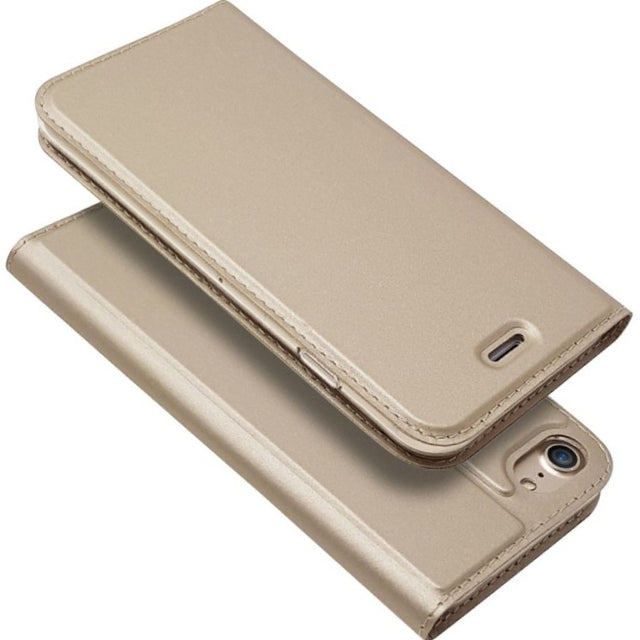 Husa de Protectie Tip Carte, Flippy, pentru Apple iPhone 7/8/SE 2020, Capac Oglinda, din Piele Ecologica si PC, Auriu - vivimall.ro