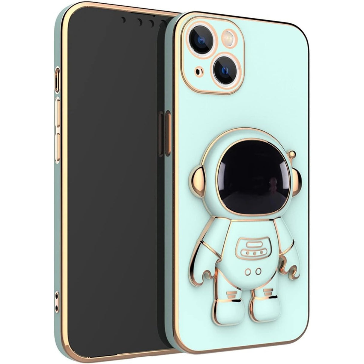 Husa de Protectie TPU 2in1, Vivimall, pentru Apple iPhone 14 Plus, Astronaut cu Suport, Antisoc, Rezistenta la Impact, Protectie Camera, Verde - vivimall.ro