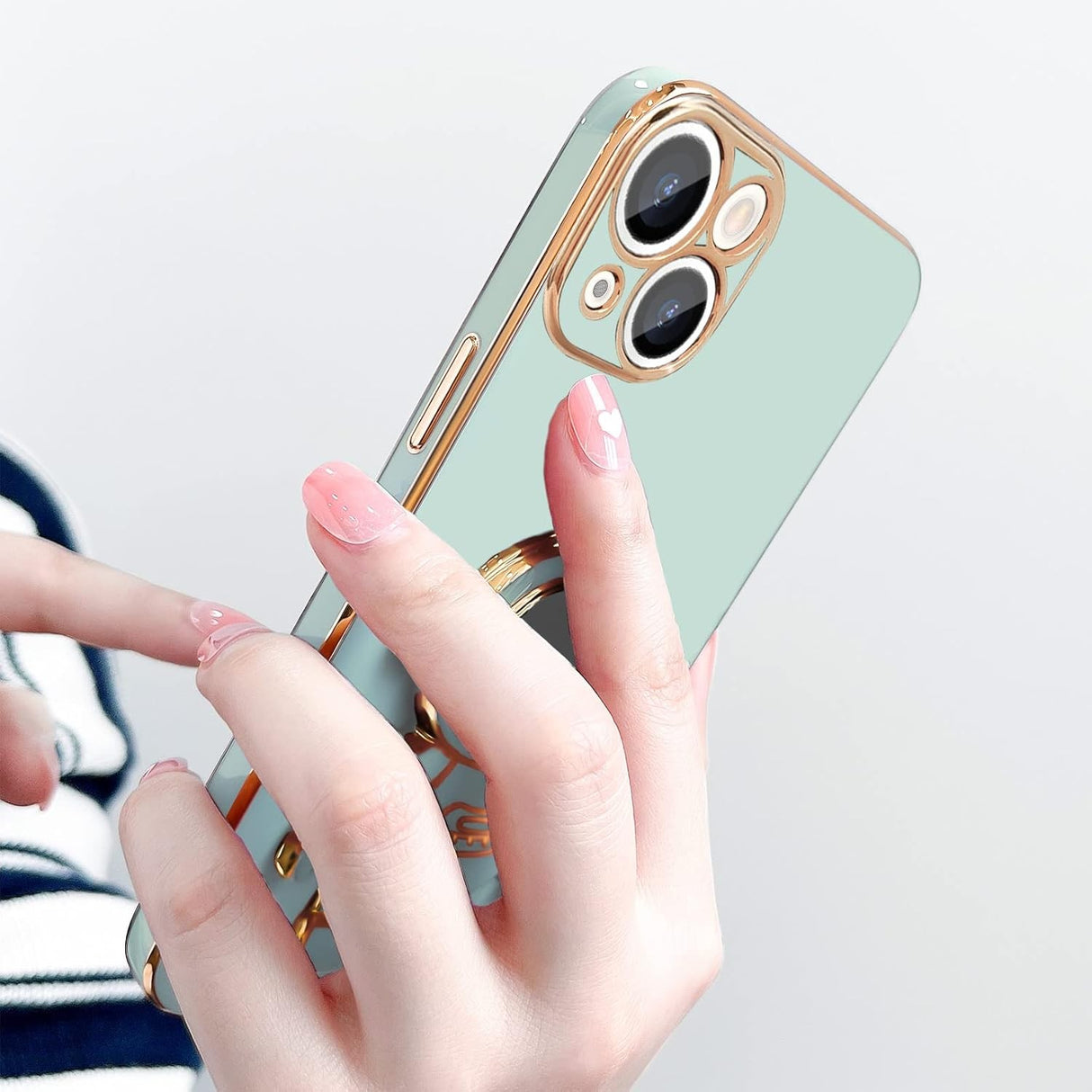 Husa de Protectie TPU 2in1, Vivimall, pentru Apple iPhone 14 Plus, Astronaut cu Suport, Antisoc, Rezistenta la Impact, Protectie Camera, Verde - vivimall.ro