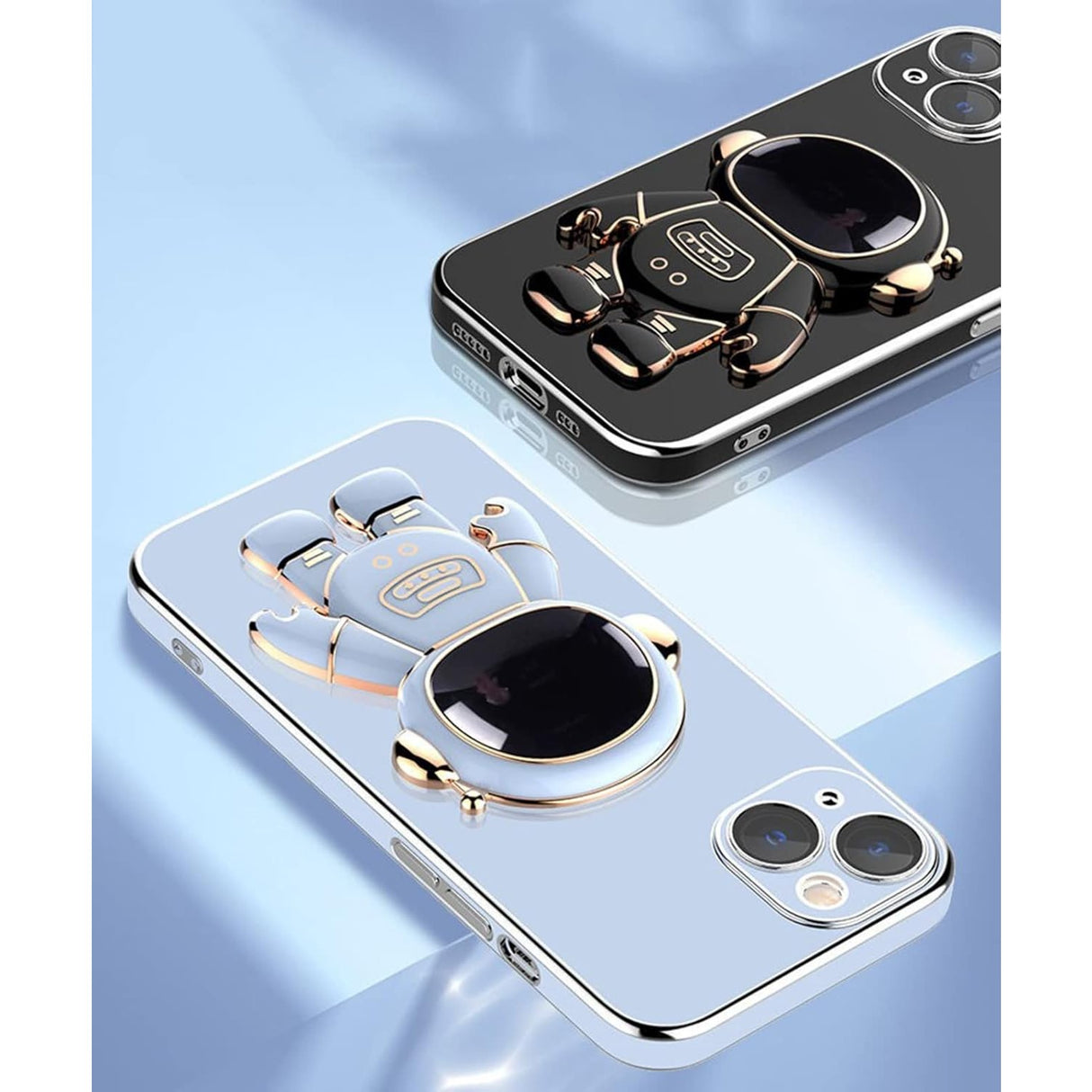 Husa de Protectie TPU 2in1, Vivimall, pentru Apple iPhone 14 Plus, Astronaut cu Suport, Antisoc, Rezistenta la Impact, Protectie Camera, Albastru - vivimall.ro