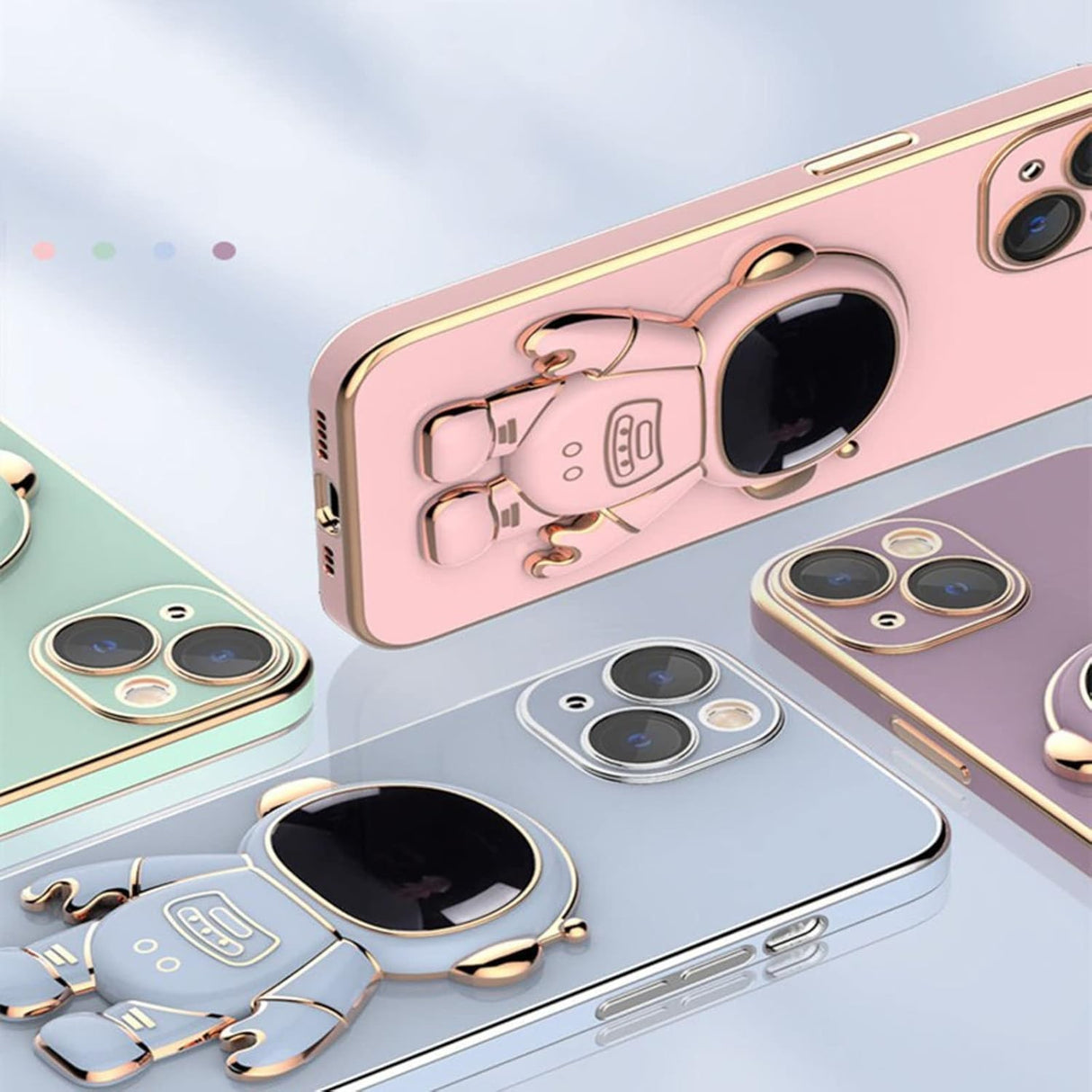 Husa de Protectie TPU 2in1, Vivimall, pentru Apple iPhone 14 Plus, Astronaut cu Suport, Antisoc, Rezistenta la Impact, Protectie Camera, Roz - vivimall.ro