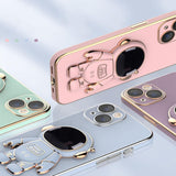 Husa de Protectie TPU 2in1, Vivimall, pentru Apple iPhone 14 Plus, Astronaut cu Suport, Antisoc, Rezistenta la Impact, Protectie Camera, Roz - vivimall.ro