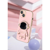 Husa de Protectie TPU 2in1, Vivimall, pentru Apple iPhone 14 Plus, Astronaut cu Suport, Antisoc, Rezistenta la Impact, Protectie Camera, Roz - vivimall.ro