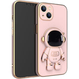 Husa de Protectie TPU 2in1, Vivimall, pentru Apple iPhone 14 Plus, Astronaut cu Suport, Antisoc, Rezistenta la Impact, Protectie Camera, Roz - vivimall.ro