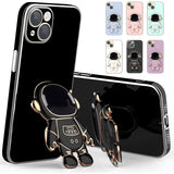 Husa de Protectie TPU 2in1, Vivimall, pentru Apple iPhone 14 Plus, Astronaut cu Suport, Antisoc, Rezistenta la Impact, Protectie Camera, Negru - vivimall.ro