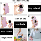 Husa de Protectie TPU 2in1, Vivimall, pentru Apple iPhone 14 Pro, Astronaut cu Suport, Antisoc, Rezistenta la Impact, Protectie Camera, Mov - vivimall.ro
