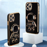 Husa de Protectie TPU 2in1, Vivimall, pentru Apple iPhone 14 Pro, Astronaut cu Suport, Antisoc, Rezistenta la Impact, Protectie Camera, Negru - vivimall.ro