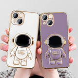 Husa de Protectie TPU 2in1, Vivimall, pentru Apple iPhone 15, Astronaut cu Suport, Antisoc, Rezistenta la Impact, Protectie Camera, Mov - vivimall.ro