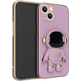 Husa de Protectie TPU 2in1, Vivimall, pentru Apple iPhone 15, Astronaut cu Suport, Antisoc, Rezistenta la Impact, Protectie Camera, Mov - vivimall.ro