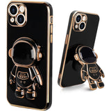 Husa de Protectie TPU 2in1, Vivimall, pentru Apple iPhone 15, Astronaut cu Suport, Antisoc, Rezistenta la Impact, Protectie Camera, Negru - vivimall.ro