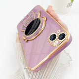 Husa de Protectie TPU 2in1, Vivimall, pentru Apple iPhone 15 Plus, Astronaut cu Suport, Antisoc, Rezistenta la Impact, Protectie Camera, Mov - vivimall.ro