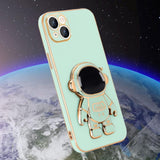 Husa de Protectie TPU 2in1, Vivimall, pentru Apple iPhone 15 Plus, Astronaut cu Suport, Antisoc, Rezistenta la Impact, Protectie Camera, Verde - vivimall.ro