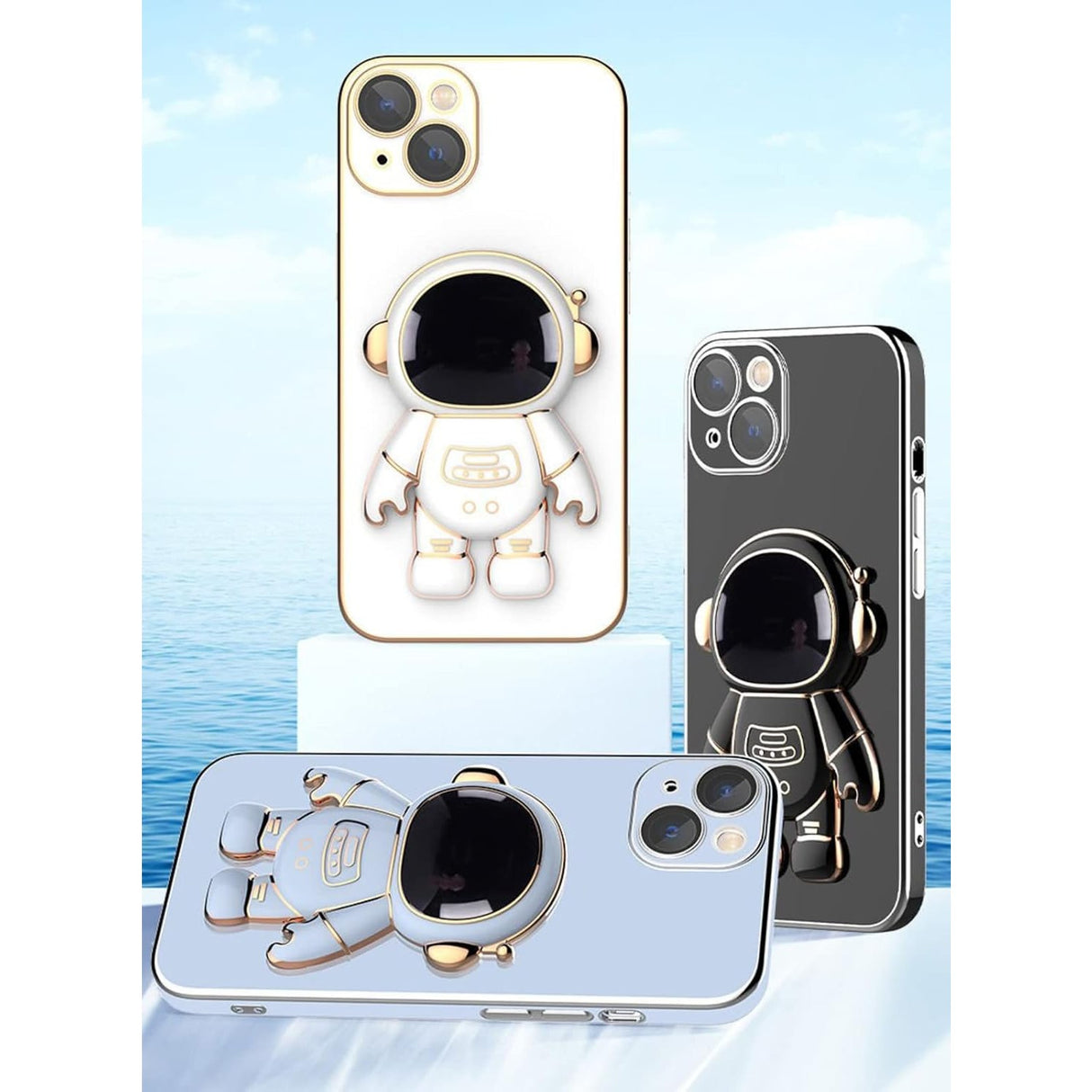 Husa de Protectie TPU 2in1, Vivimall, pentru Apple iPhone 15 Plus, Astronaut cu Suport, Antisoc, Rezistenta la Impact, Protectie Camera, Albastru - vivimall.ro