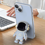 Husa de Protectie TPU 2in1, Vivimall, pentru Apple iPhone 15 Plus, Astronaut cu Suport, Antisoc, Rezistenta la Impact, Protectie Camera, Albastru - vivimall.ro