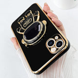 Husa de Protectie TPU 2in1, Vivimall, pentru Apple iPhone 15 Plus, Astronaut cu Suport, Antisoc, Rezistenta la Impact, Protectie Camera, Negru - vivimall.ro