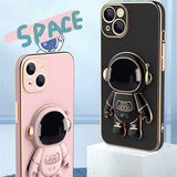 Husa de Protectie TPU 2in1, Vivimall, pentru Apple iPhone 15 Plus, Astronaut cu Suport, Antisoc, Rezistenta la Impact, Protectie Camera, Negru - vivimall.ro