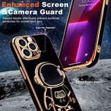 Husa de Protectie TPU 2in1, Vivimall, pentru Apple iPhone 15 Pro, Astronaut cu Suport, Antisoc, Rezistenta la Impact, Protectie Camera, Negru - vivimall.ro