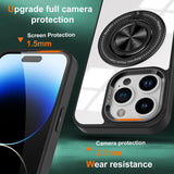 Husa de Protectie TPU, Vivimall, pentru iPhone 16 Pro, Anticadere, cu Incarcare Wireless, Tehnologie Magsafe, Inel Magnetic Rotativ cu Functie de Suport, Transparent-Negru - vivimall.ro