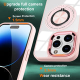 Husa de Protectie TPU, Vivimall, pentru iPhone 16 Pro, Anticadere, cu Incarcare Wireless, Tehnologie Magsafe, Inel Magnetic Rotativ cu Functie de Suport, Transparent-Roz - vivimall.ro