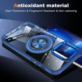 Husa de Protectie TPU, Vivimall, pentru iPhone 16 Pro, cu Incarcare Wireless, Tehnologie Magsafe, Inel Magnetic Rotativ cu Functie de Suport, Transparent-Albastru Inchis - vivimall.ro