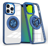 Husa de Protectie TPU, Vivimall, pentru iPhone 16 Pro Max, cu Incarcare Wireless, Tehnologie Magsafe, Inel Magnetic Rotativ cu Functie de Suport, Transparent-Albastru Inchis - vivimall.ro