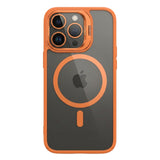 Husă Flippy iPhone 17 Pro MagSafe portocaliu cu suport metalic cameră, vedere frontală