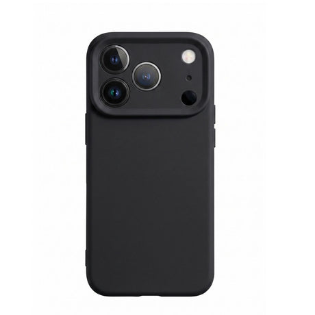 Husă Flippy iPhone 17 Pro Max silicon lichid negru cu suport MagSafe, vedere frontală