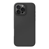 Husă iPhone 16 Pro silicon lichid Flippy MagSafe negru, vedere frontală, protecție 360 grade