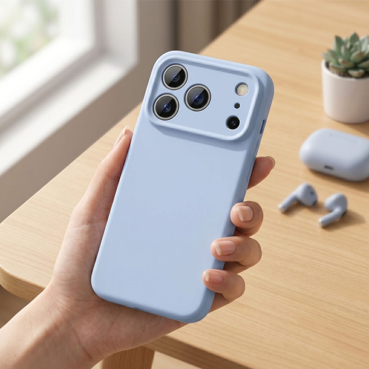 Husa de Protectie Telefon, Flippy, Compatibila cu iPhone 17 Pro, Silicon Premium Antisoc, Protectie Completa 360, Design Modern, Anti-Zgirieturi, Interior Microfibra, Albastru - vivimall.ro