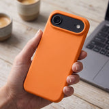 Detaliu interior microfibră husă Flippy iPhone 17 Air portocaliu, protecție anti-zgârieturi