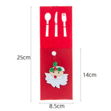 Husa decorativa pentru set tacamuri Vivimall, model Mos Craciun, material poliester, 25 x 8.5 cm, rosu - vivimall.ro
